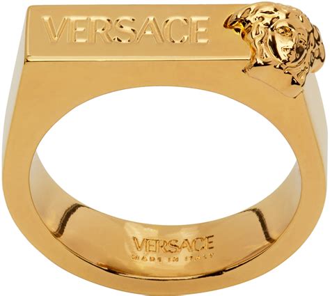 versace anella metallo unisex ring|gold label Versace ring.